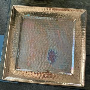 Copper‎ large 14 inch Art Deco square serving tray